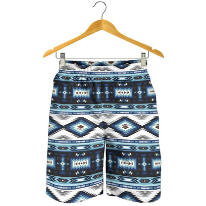 Navajo Dark Blue Print Pattern Mens Shorts-JTAMIGO.COM