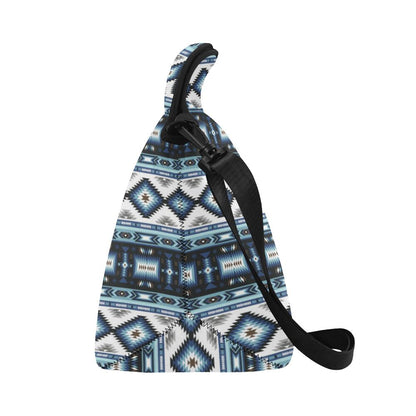 Navajo Dark Blue Print Pattern Neoprene Lunch Bag (Model 1669)(Large)-JTAMIGO.COM