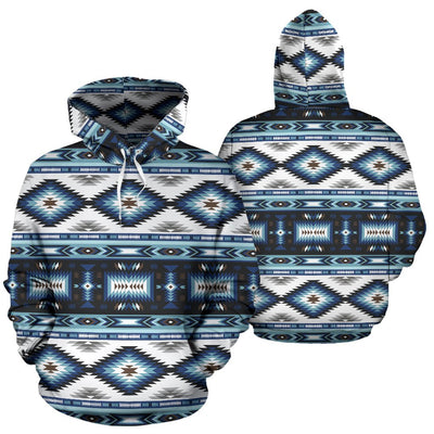 Navajo Dark Blue Print Pattern Pullover Hoodie