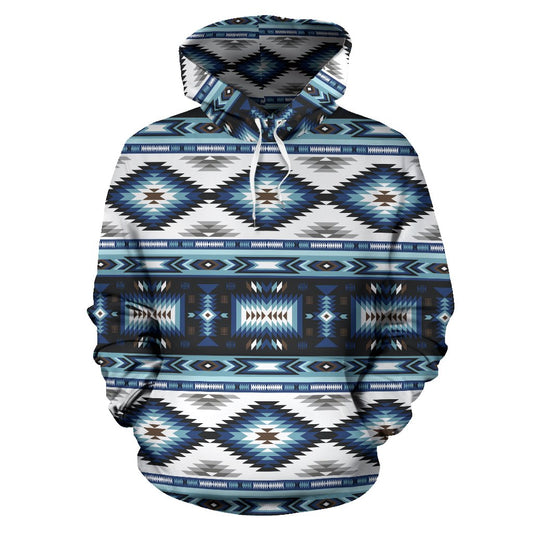 Navajo Dark Blue Print Pattern Pullover Hoodie
