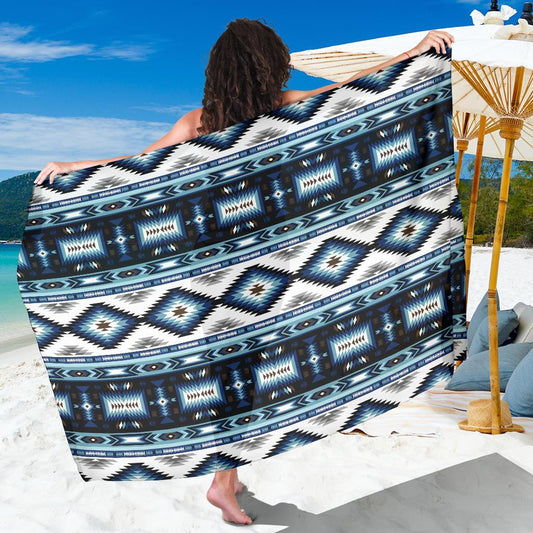 Navajo Dark Blue Print Pattern Sarong Pareo Wrap