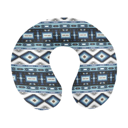 Navajo Dark Blue Print Pattern U-Shaped Travel Neck Pillow-JTAMIGO.COM