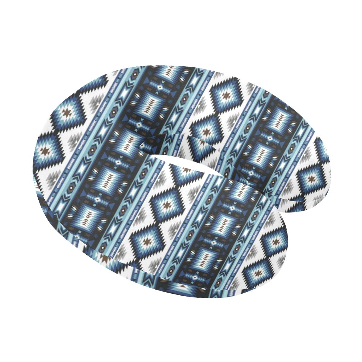 Navajo Dark Blue Print Pattern U-Shaped Travel Neck Pillow-JTAMIGO.COM