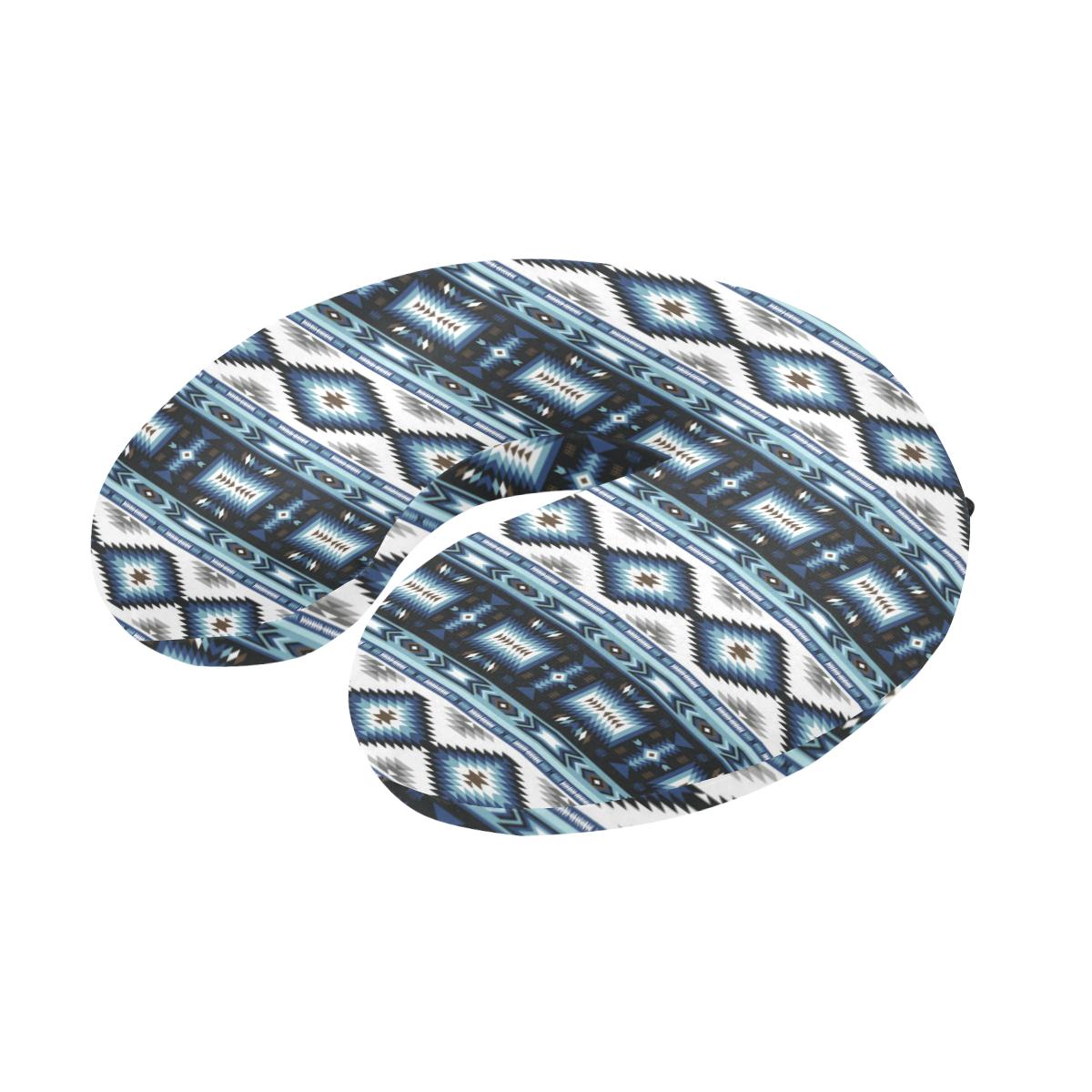 Navajo Dark Blue Print Pattern U-Shaped Travel Neck Pillow-JTAMIGO.COM