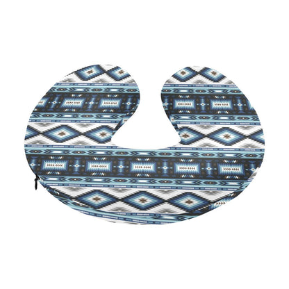 Navajo Dark Blue Print Pattern U-Shaped Travel Neck Pillow-JTAMIGO.COM