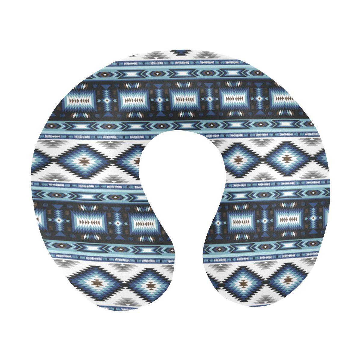 Navajo Dark Blue Print Pattern U-Shaped Travel Neck Pillow-JTAMIGO.COM