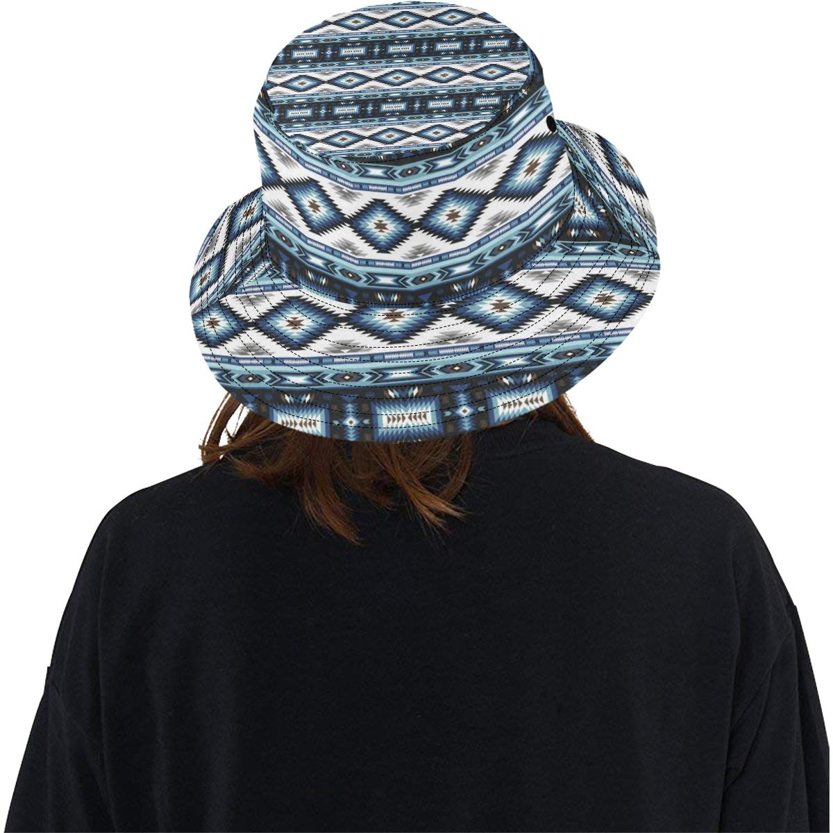 Navajo Dark Blue Print Pattern Unisex Bucket Hat