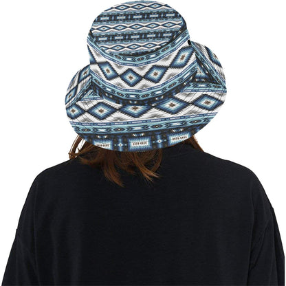 Navajo Dark Blue Print Pattern Unisex Bucket Hat