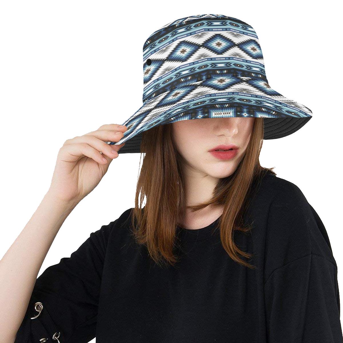 Navajo Dark Blue Print Pattern Unisex Bucket Hat