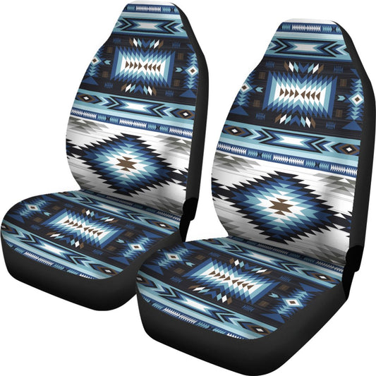 Navajo Dark Blue Print Pattern Universal Fit Car Seat Covers