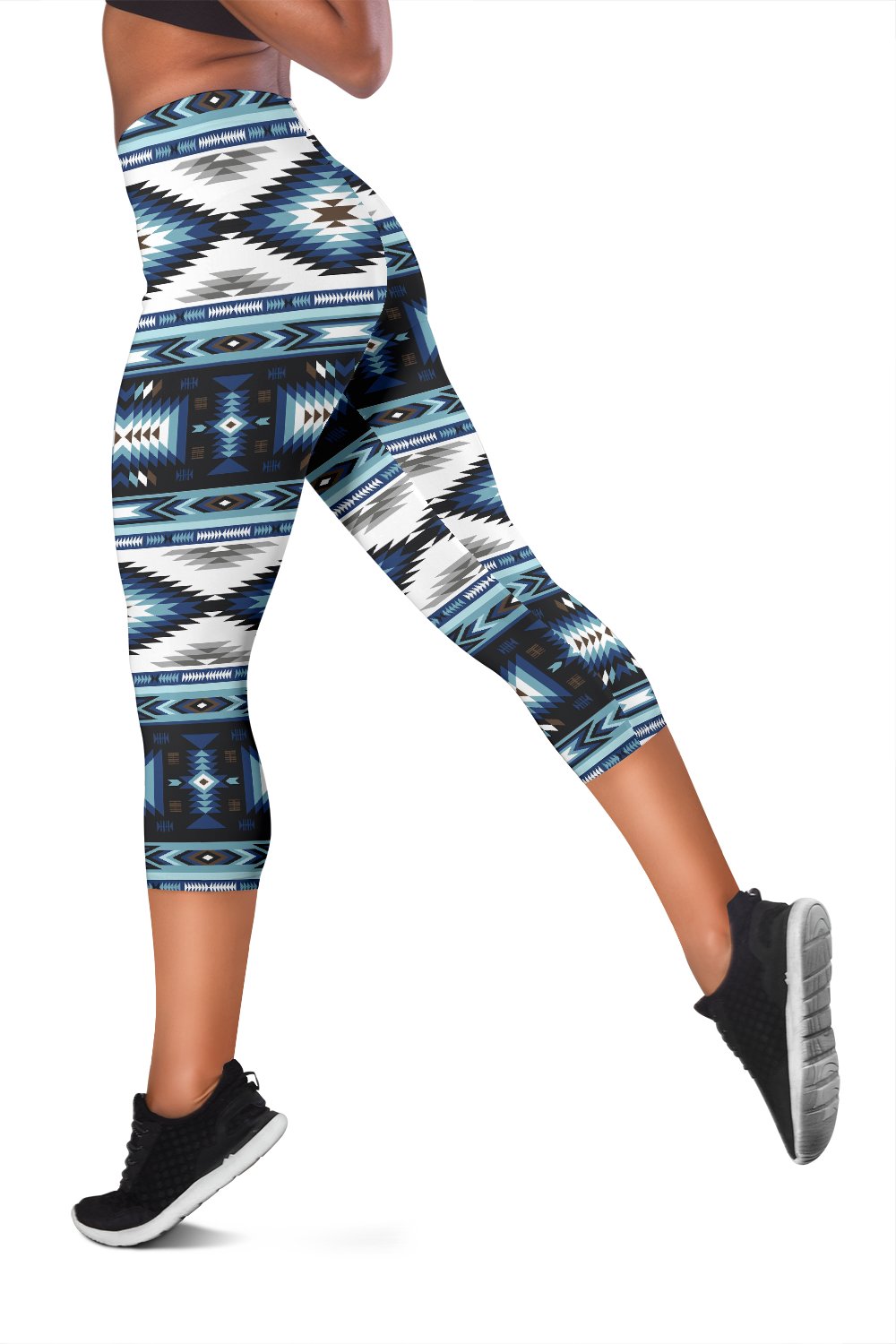 Navajo Dark Blue Print Pattern Women Capris