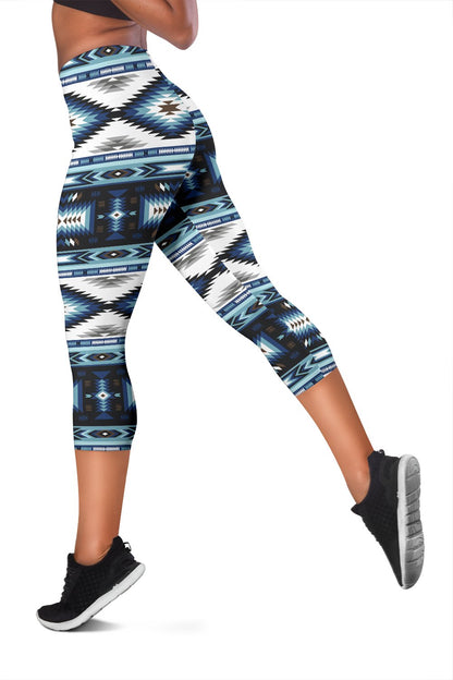 Navajo Dark Blue Print Pattern Women Capris