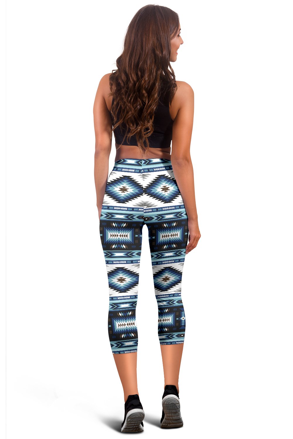 Navajo Dark Blue Print Pattern Women Capris