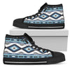 Navajo Dark Blue Print Pattern Women High Top Shoes