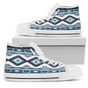 Navajo Dark Blue Print Pattern Women High Top Shoes