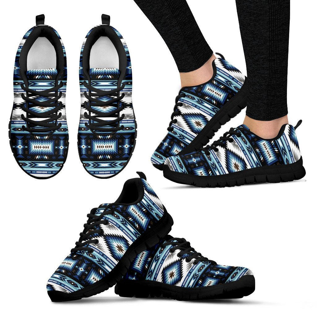 Navajo Dark Blue Print Pattern Women Sneakers Shoes