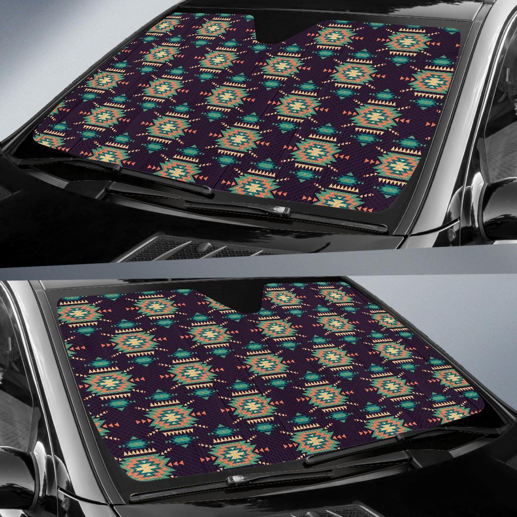 Navajo Geometric Style Print Pattern Car Sun Shade For Windshield