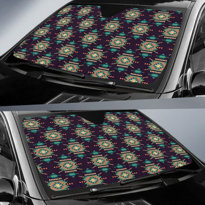 Navajo Geometric Style Print Pattern Car Sun Shade For Windshield