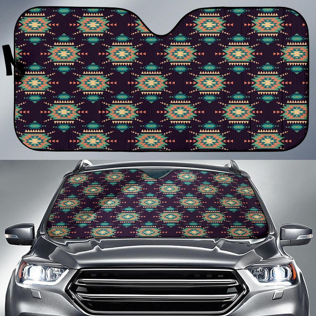 Navajo Geometric Style Print Pattern Car Sun Shade For Windshield