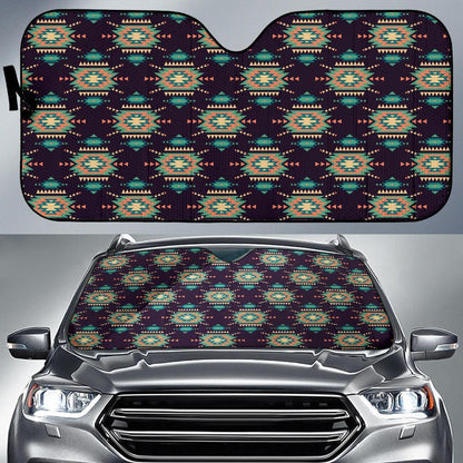 Navajo Geometric Style Print Pattern Car Sun Shade For Windshield