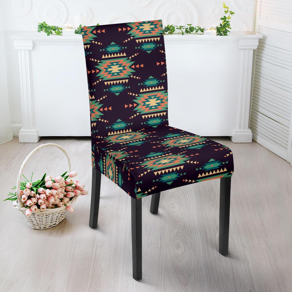 Navajo Geometric Style Print Pattern Dining Chair Slipcover-JTAMIGO.COM