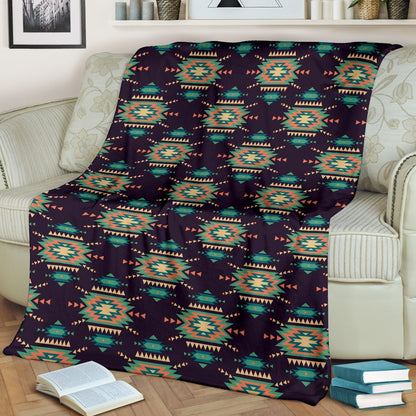 Navajo Geometric Style Print Pattern Fleece Blanket