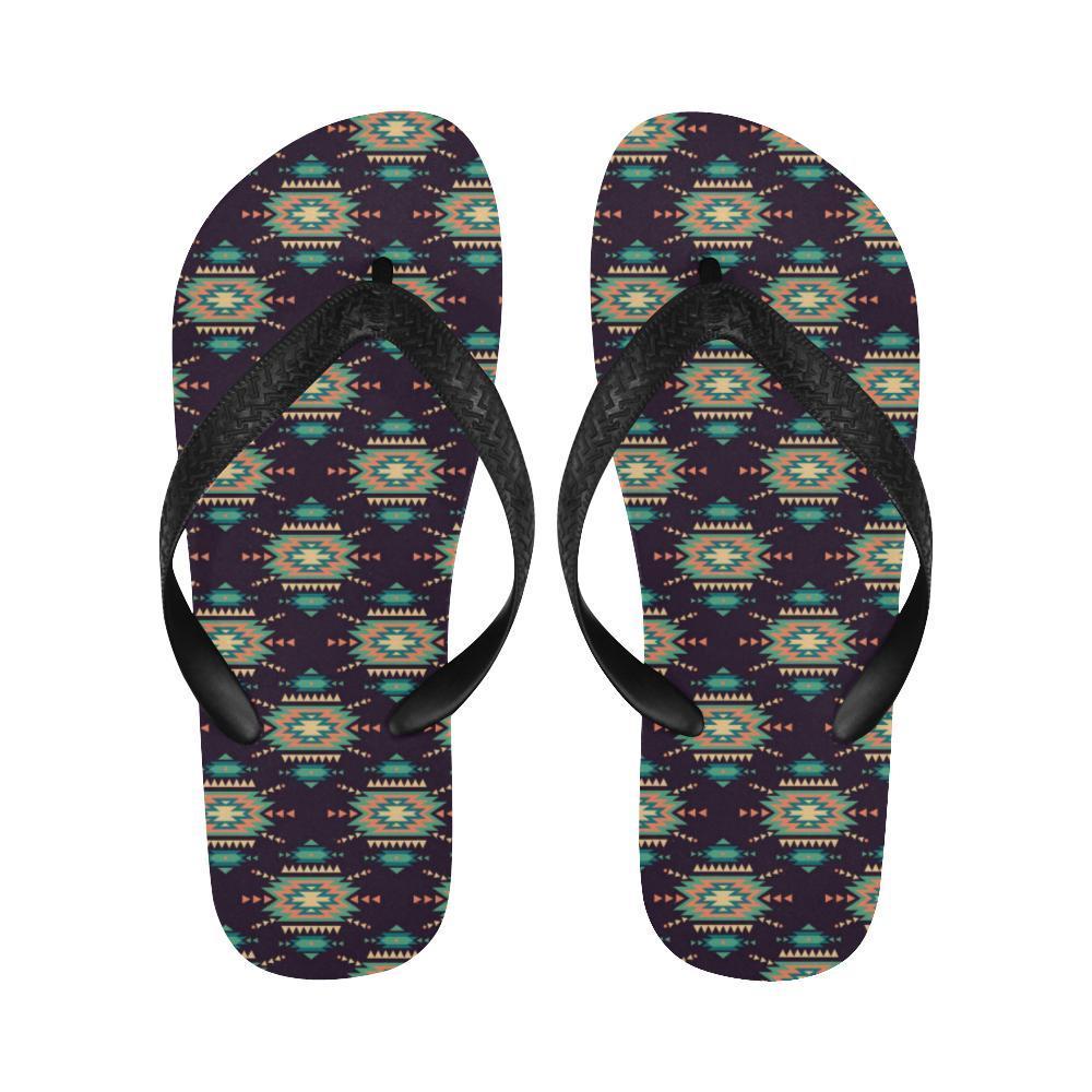 Navajo Geometric Style Print Pattern Flip Flops-JTAMIGO.COM