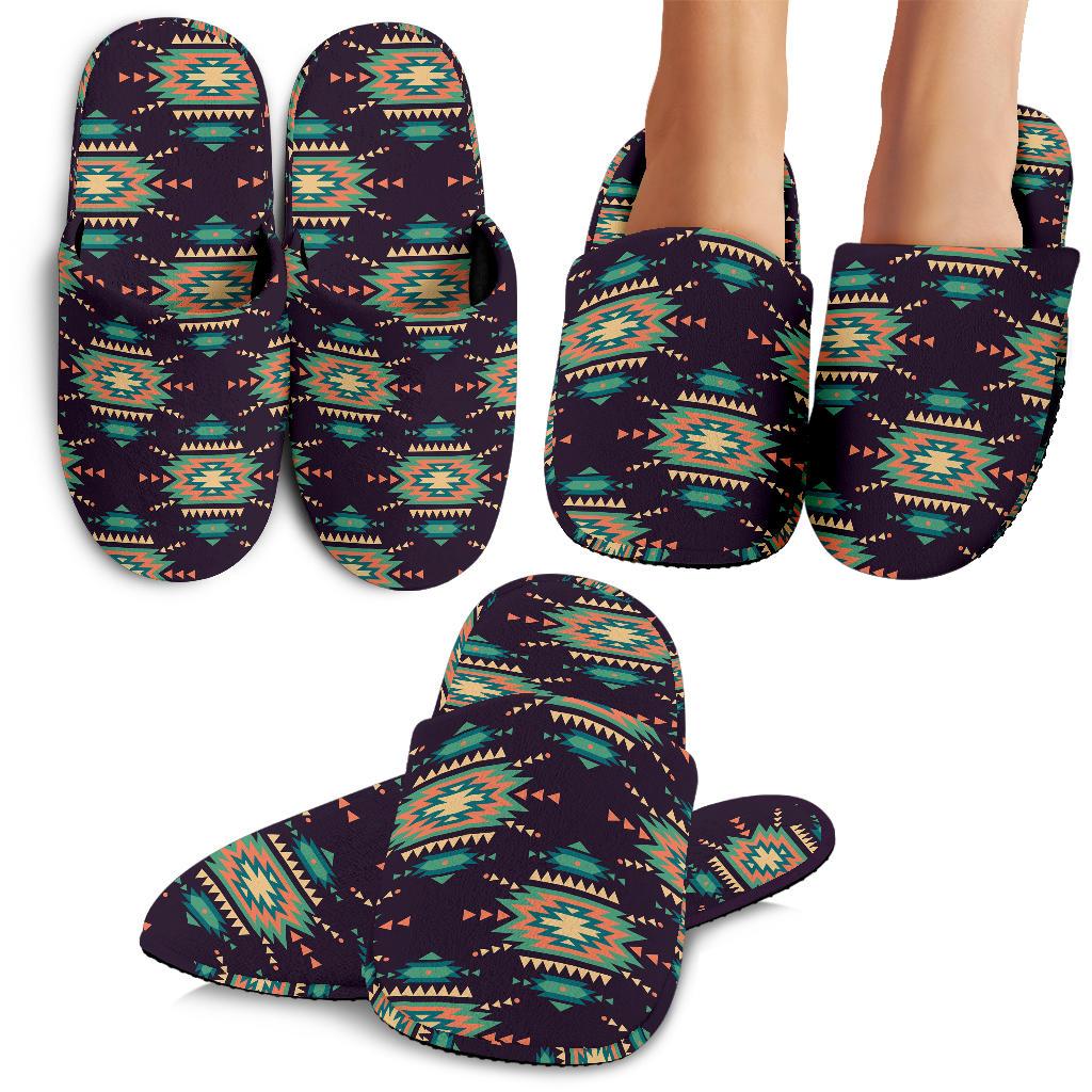 Navajo Geometric Style Print Pattern House Slippers