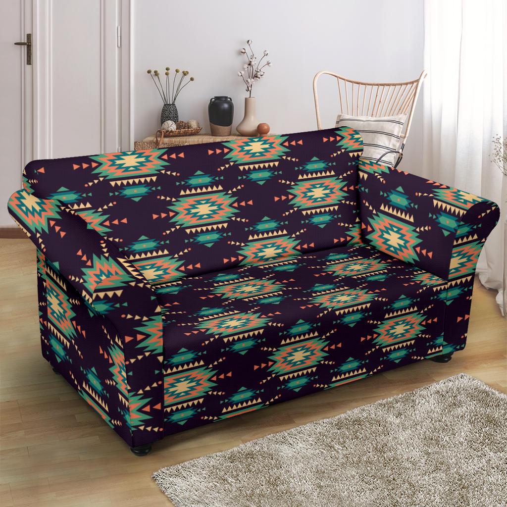 Navajo Geometric Style Print Pattern Loveseat Slipcover-JTAMIGO.COM