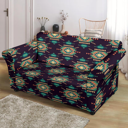 Navajo Geometric Style Print Pattern Loveseat Slipcover-JTAMIGO.COM