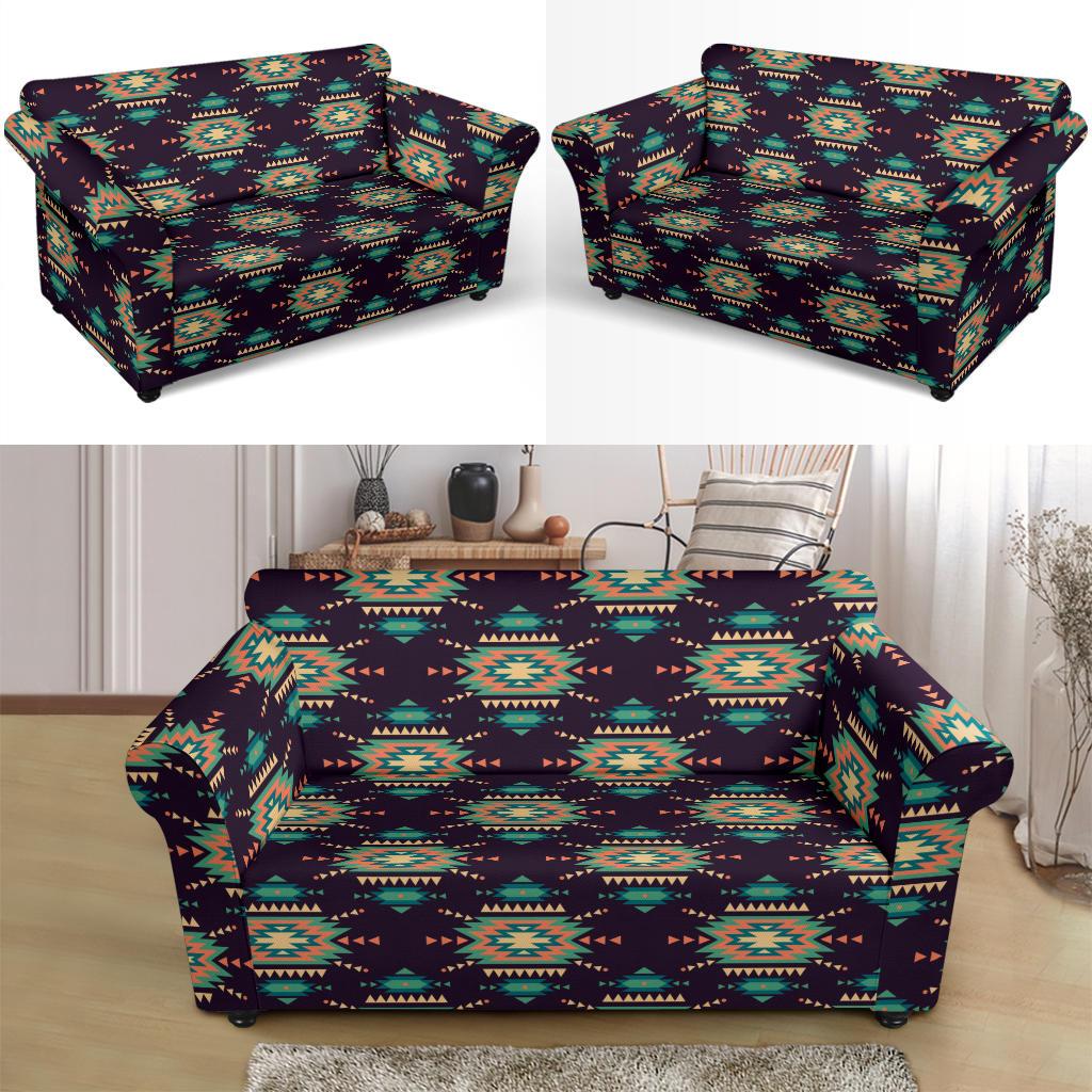Navajo Geometric Style Print Pattern Loveseat Slipcover-JTAMIGO.COM