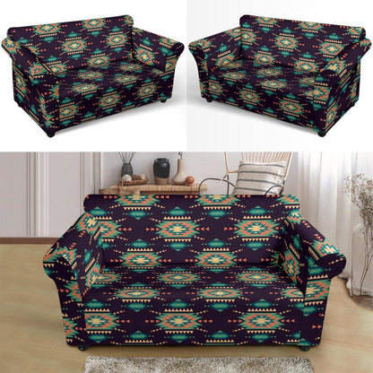 Navajo Geometric Style Print Pattern Loveseat Slipcover-JTAMIGO.COM