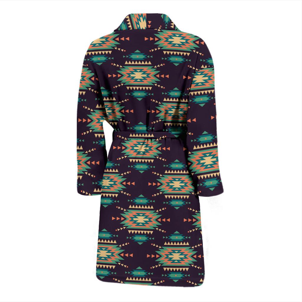 Navajo Geometric Style Print Pattern Men Bath Robe-JTAMIGO.COM