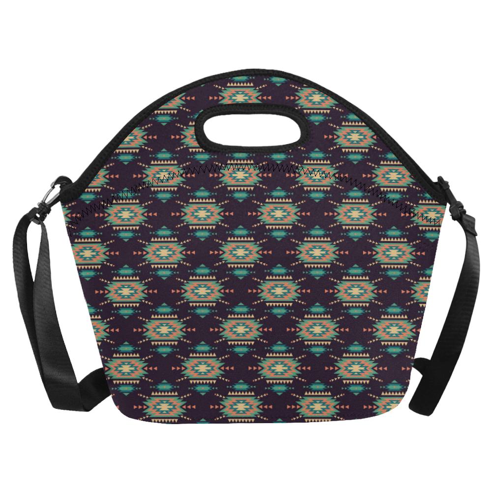 Navajo Geometric Style Print Pattern Neoprene Lunch Bag (Model 1669)(Large)-JTAMIGO.COM