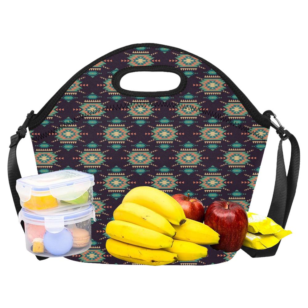 Navajo Geometric Style Print Pattern Neoprene Lunch Bag (Model 1669)(Large)-JTAMIGO.COM