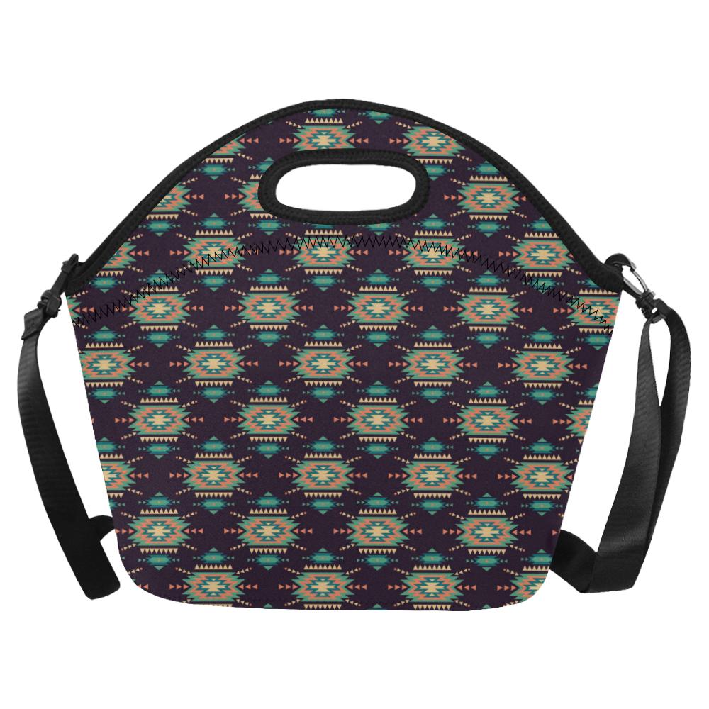 Navajo Geometric Style Print Pattern Neoprene Lunch Bag (Model 1669)(Large)-JTAMIGO.COM