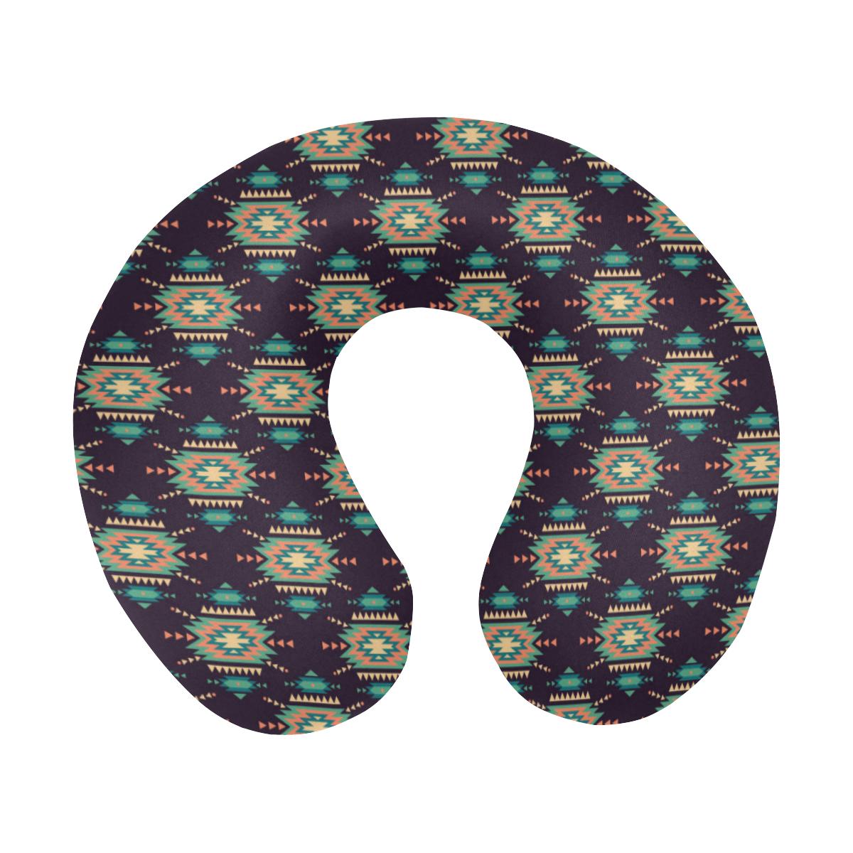 Navajo Geometric Style Print Pattern U-Shaped Travel Neck Pillow-JTAMIGO.COM