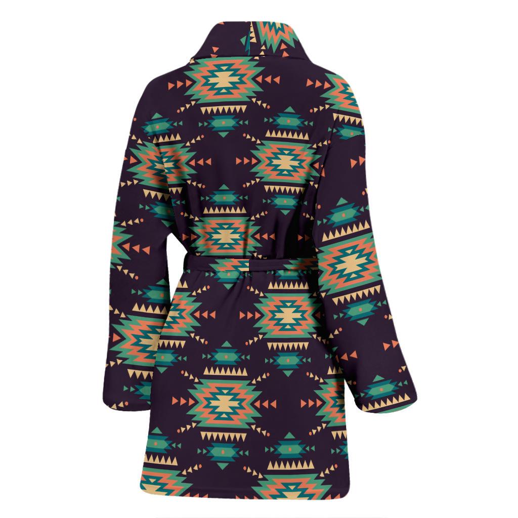 Navajo Geometric Style Print Pattern Women Bath Robe-JTAMIGO.COM