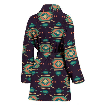 Navajo Geometric Style Print Pattern Women Bath Robe-JTAMIGO.COM