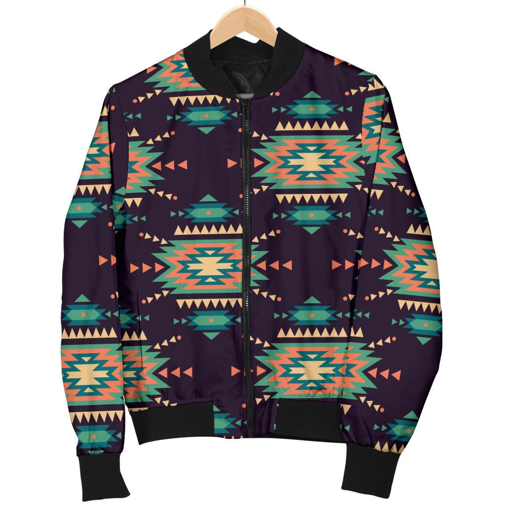 Navajo Geometric Style Print Pattern Women Casual Bomber Jacket