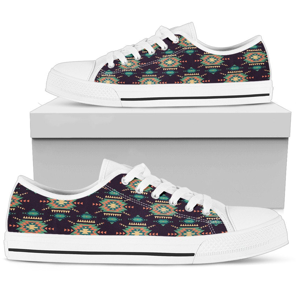 Navajo Geometric Style Print Pattern Women Low Top Shoes-JTAMIGO.COM