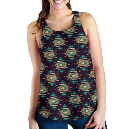 Navajo Geometric Style Print Pattern Women Racerback Tank Top