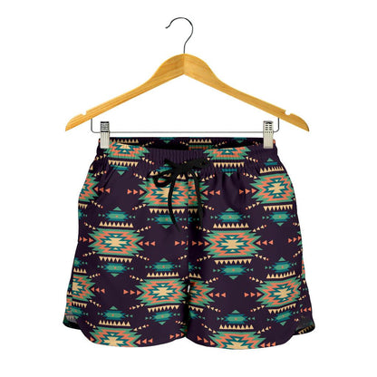 Navajo Geometric Style Print Pattern Women Shorts-JTAMIGO.COM
