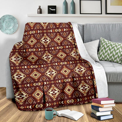 Navajo Native Color Print Pattern Fleece Blanket