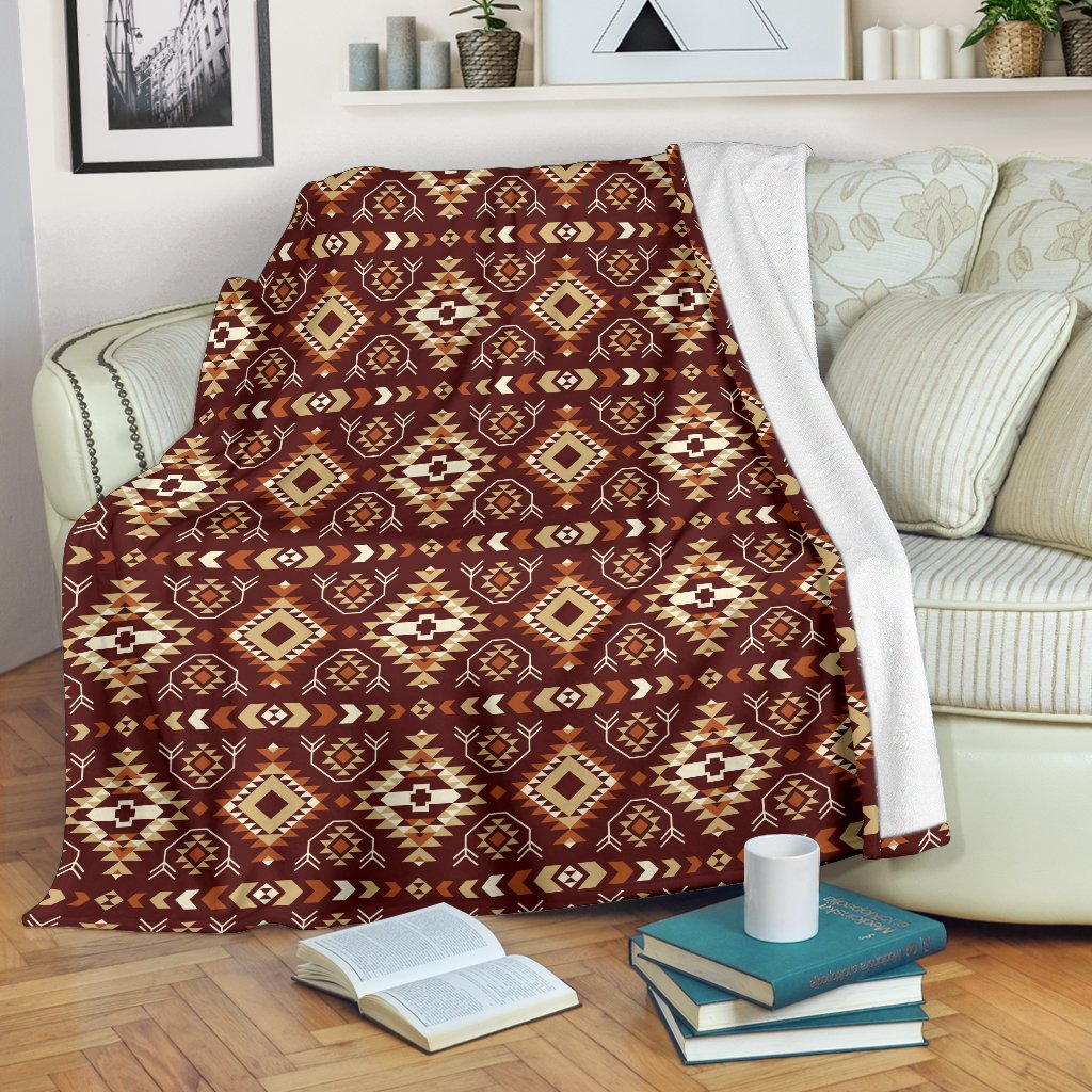 Navajo Native Color Print Pattern Fleece Blanket