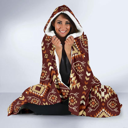 Navajo Native Color Print Pattern Hooded Blanket-JTAMIGO.COM