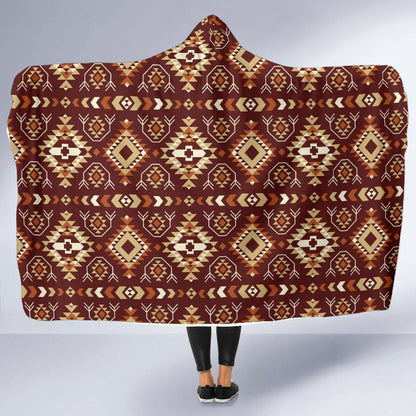 Navajo Native Color Print Pattern Hooded Blanket-JTAMIGO.COM