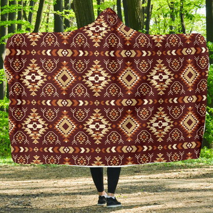 Navajo Native Color Print Pattern Hooded Blanket-JTAMIGO.COM