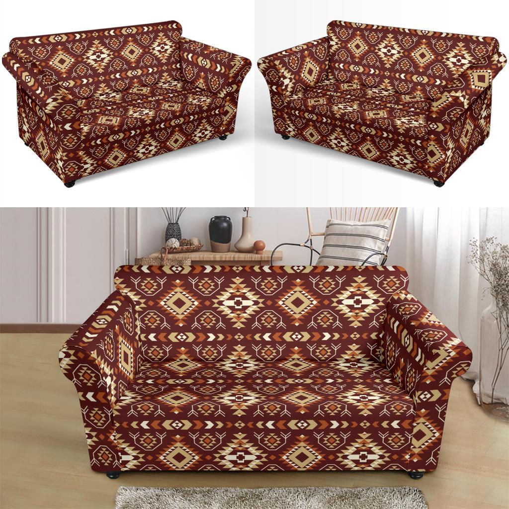 Navajo Native Color Print Pattern Loveseat Slipcover-JTAMIGO.COM