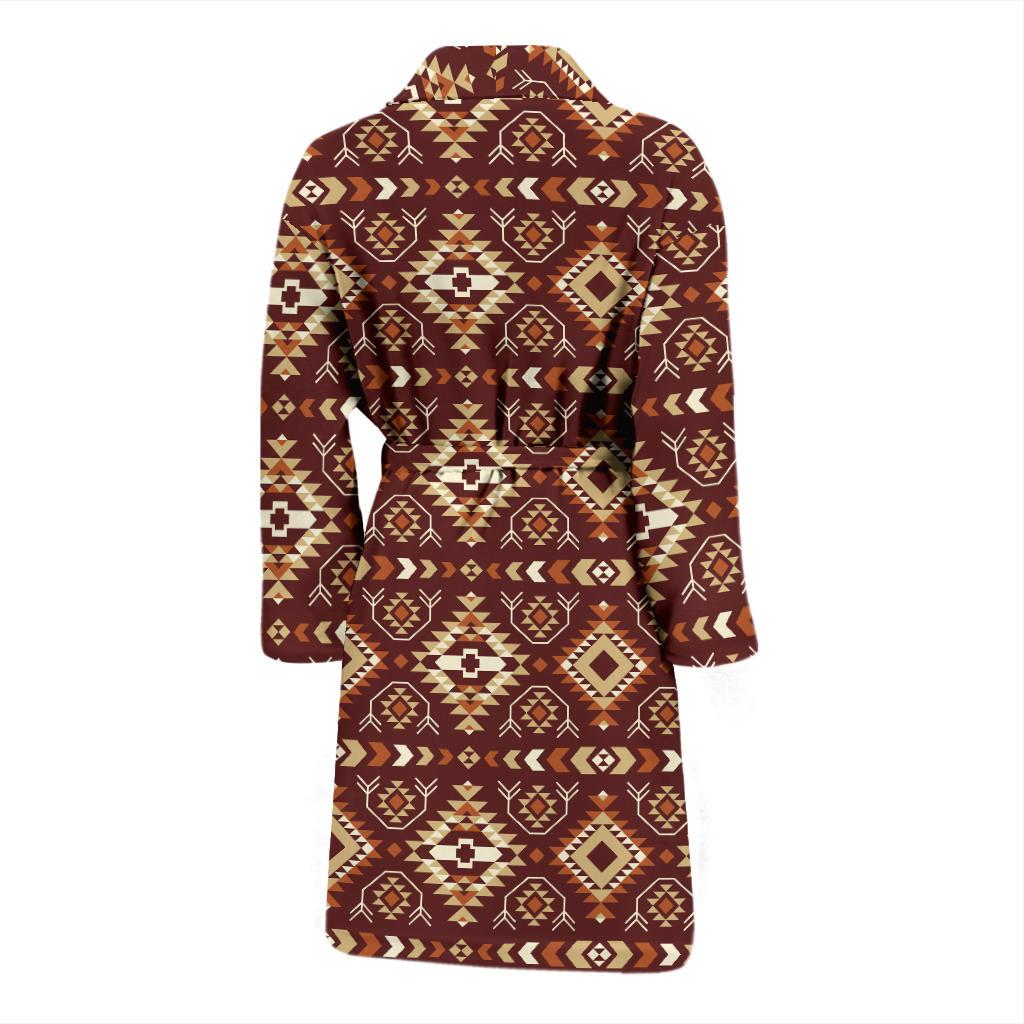 Navajo Native Color Print Pattern Men Bath Robe-JTAMIGO.COM